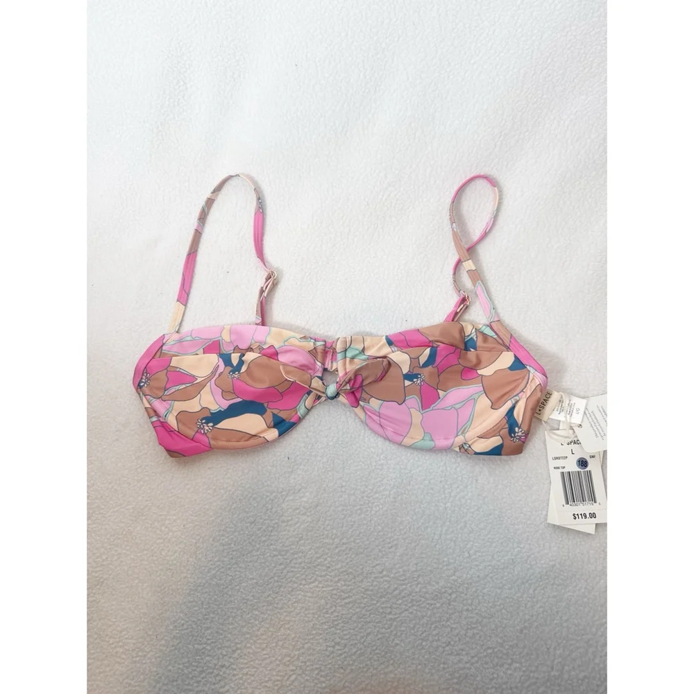 NWT L*Space Rose Bikini Top Floral Print Sz L $119